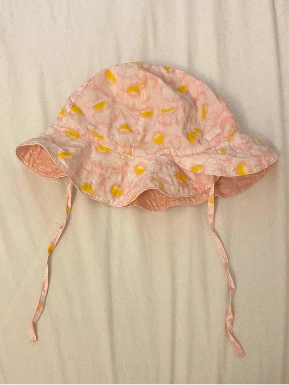 KENZO Kids Pink Sun Hat with yellow flower print